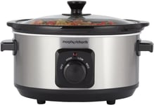Morphy Richards 3.5L Stainless Steel Slow Cooker, 3 Heat Settings, One Pot Safe