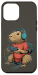 Coque pour iPhone 12 Pro Max Capybara Gamer Casque de jeu vidéo pour adolescents et joueurs de jeux