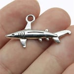 WANM Charms Jewelry Findings Diy Accessories Shark Fish Pendant Antique Silver Color 20Pcs 1.4X0.8 Inch (36X20Mm)