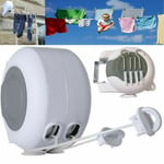 26m Double Retractable Clothes Washing Line Outdoor Wall Mounted Reel Airer