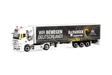 herpa Modèle Miniature de Camion Man TGX GX Camion Semi-remorque à bâche K.W. Panzer/Wir bewegen Deutschland, Échelle 1:87, Objet de Collection, fabriqué en Allemagne, Plastique