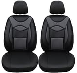 Housses de siège en Cuir synthétique pour sièges de Voiture compatibles avec VW Caddy 2010-2015 conducteur et Passager FB : D101 (Noir/Gris)