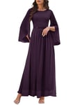 DRESSTELLS Robe de Demoiselle d'honneur Formelle Robe de Soirée pour Bal de Promo Mariage Mousseline Split Flare Manches Raisins Violets L