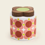 Orla Kiely Storage Jar Atomic Flower Bubblegum Pink with Wooden Lid Gift Boxed