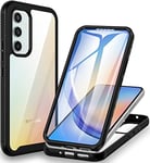 CENHUFO Coque Samsung A34 5G, Antichoc Housse avec Protection d'écran, 360° Protégé Téléphone Etui Double Face Case Robuste Transparent Portable Intégrale Coque pour Samsung Galaxy A34 5G - Noir