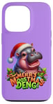 Coque pour iPhone 13 Pro Adorable bébé hippopotame Moo Deng Merry Moostmas Christmas Cheer