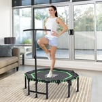 HOMCOM Green Steel Trampoline 122x122cm Adjustable Handle Indoor Bouncer Jumper