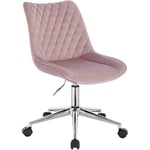 Woltu - Chaise de Bureau Tabouret en velours pivotant 360°, Tabouret à roulettes Réglable en Hauteur, Rose