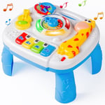 Yellcetoy Baby Activity Table, Musical Learning Table Toys for Age 6-12 Months Xmas Gift Birthday Present for Boys Girls 6 7 8 9 10 11 12+ Months White