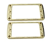 Guyker Metal Flat Humbucker Cover, Pickup Mounting Ring Set - Bridge Neck Pickups Frame Replacement Part for Electric Guitar or Precision Bass(2PCS, PR006 Gold)