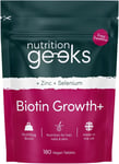 Nutrition Geeks Biotin Hair Growth Supplement - 180 Tablets Enhanced with Zinc &