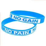 HSJ 10Pcs No Pain No Gain Silicone Bracelet Inspirational Bracelet Trend Accessories Perfectly Inspire Fitness, Basketball, Exercise To Find, Exercise And Tasks,Blue