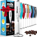 PowerLix Milk Frother Handheld Whisk - Electric Milk Frother Foamer with Stainless Steel Stand,15-20s, Powerful 19000rpm, Mini Drink Mixer Coffee Frother for Latte, Cappuccino, Hot Chocolate