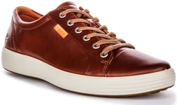 Ecco Soft 7 M On Train Contrast Long Lace Mens Trainer Cognac UK 6 - 12