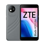 Smartphone ZTE Blade A35 Lite gris avec écran SD de 4,95", 480 x 854 pixels, 2 Go de RAM DDR4 + 32 Go eMMC et processeur Octa-core