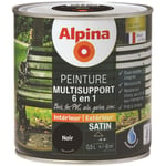 Alpina - Peinture Multisupports 6 en 1 - Monocouche - Intérieur & Extérieur - Satin Couleur: Noir - Conditionnement: 0.5L