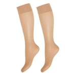 Decoy Strumpor 2P Soft Lux 15 DEN Knee-high Socks Sand polyamid One Size Dam