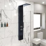 Thermostatic Square Shower Tower Panel Handset 2 Body Jets Mirrored Black