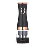 Tower T847004BLK Electric Salt and Pepper Mills, Battery Operated with Adjustable Ceramic Grinders, Black and Rose Gold