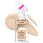 Wet n Wild Bare Focus Niacinamide Skin Tint, Fond de Teint Léger avec Formule Modulable, Enrichi en Acide Hyaluronique et VitamineE pour un Look Radieux, Natural Light