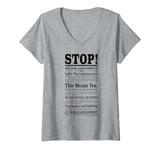 Womens One Piece Stop Read And Obey World Government Poster V-Neck T-Shirt