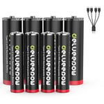 Delyeepow Pile AA Lithium Rechargeable 3400mWh 4PCS avec Pile Rechargeable AAA 1200mWh 4PCS 1,5V USB C Port 1500 Cycles