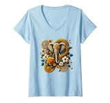 Womens Elephant With Head Dress V-Neck T-Shirt