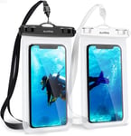AceWay Waterproof Phone Case 2 Pack IPX8 Phone Pouch Universal Underwater Dry Bag With Portable Lanyard For iPhone 13 Pro Max 12 Pro SE 2020 11 XS XR X 8 7 6s 6 Plus Samsung S20 S10 A50 Up To 7.0"