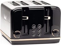 Haden Salcombe Black Toaster 4 Slice - Dual Browning Control, Retro