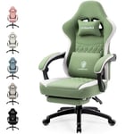 Dowinx Chaise Gaming Tissu avec Coussin à Ressorts ensachés, Fauteuil de Gamer Massage avec Repose-Pieds, Chaise Ergonomique pour PC Gamer Chaise de Bureau capacité de Charge 150 kg, Vert