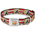 Buckle-Down Dog Collar Seatbelt Buckle Thor Hammer Red Yellow White 13 to 18 Inches 1.5 Inch Wide