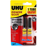 2 COLLES EXTRA FORTE ET RAPIDE POWER GLUE GEL 3G - UHU