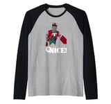 "Tally The Elf NICE!" Innocent Funny Christmas Holiday Raglan Baseball Tee