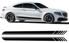 Car Side Skirt Sticker Stripe Decal, For Mercedes Benz C class W205 W204 C180 C200 C250 C300 C63 Coupe AMG, Car Door Side Skirt Stripe Decal