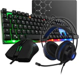 Combo Gallium E-Ensemble Gaming 4 En 1-Clavier Gamer Azerty Rétroéclairé,Souris Gamer 2400 Dpi,Micro Casque Gaming,Tapis De Souris-Pack Gamer Pc Ps4/Ps5 Xbox One/Series X