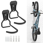 Housolution Lot de 2 Crochets Vélo, Supports de Cintre de Vélo en Fer, Support Mural de Rangement pour Vélos Robuste en Forme de L, Support Vertical de Vélo Pratique pour Maison Garage, Noir