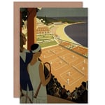 Travel Tourism Monte Carlo Monaco Beach Tennis Sea Greetings Card Plus Envelope Blank inside