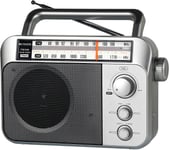 Tr604 Radio Portable Fm, Poste Radio Pile Et Secteur, Excellente Réception Antenne, Transistor, Enceinte, Pr Casque,Grand Écran,Pour Personnes Âgées(Argent)