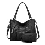 BAIGIO Sac a Main Grand Cuir PU Sac Hobo Sac Cabas Femme Sac Bandoulière Fourre Tout Messenger et Portefeuille Ensemble pour Travail Shopping Party Voyage