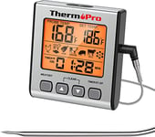 ThermoPro TP16S Thermomètre à Viande numérique précis pour fumoir, Cuisson, Barbecue, avec Mode minuterie et rétroéclairage