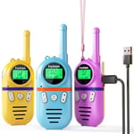 Inspireyes Rechargeable Walkie Talkies for Kids, 48 Hours Working Time 3 Miles Range 22 Channels 2 Way Radio Outdoor Toys for 3-12 Year Old Boys Girls