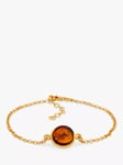 Be-Jewelled Baltic Cognac Amber Cabochon Chain Bracelet, Gold