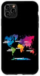 Coque pour iPhone 11 Pro Max Carte Colorée Terre Pays Continent Géographie Carte Du Monde