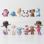 12st/ set Doc Mcstuffins Figurer Leksaker Läkare Lambie Får Knäppt Drake Hallie Flodhäst Kylig Snögubbe Modell Dockor Barn Present