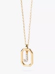 PDPAOLA Octagonal Cubic Zirconia Alphabet Initial Pendant Necklace