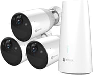 EZVIZ Security Camera Outdoor 3-Cam, 365-Day Battery, IP66, Colour Night Vision