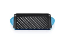 Le Creuset Gril Rectangulaire en Fonte Émaillée, 33 x 22 cm, Azure, 20202324080460