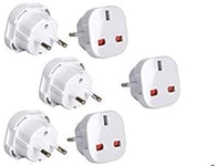 Q4U 9825 Travel Adaptor White UK to EU Europe European Plug Adapter UK to EU, UK 3 Pin to Plug pack of 6