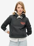 Superdry Neon Embroidered Graphic Hoodie - Grey, Grey, Size 10, Women