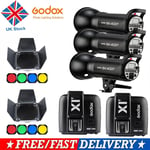 3x Godox SK400II 400W Studio Flash Strobe Light+BD-04 Barn Door + X1T Trigger UK